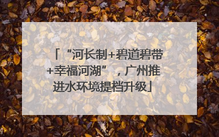 “河长制+碧道碧带+幸福河湖”，广州推进水环境提档升级