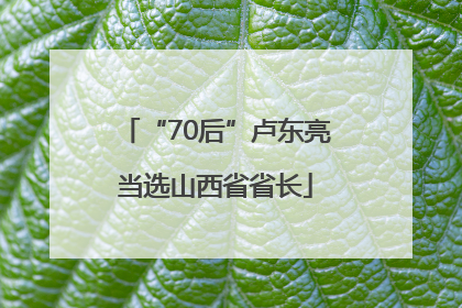 “70后”卢东亮当选山西省省长
