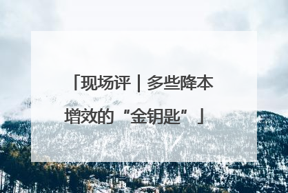 现场评｜多些降本增效的“金钥匙”