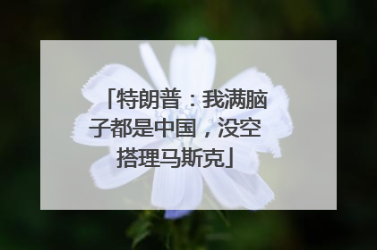 特朗普：我满脑子都是中国，没空搭理马斯克
