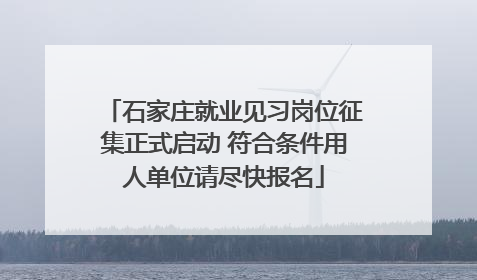 石家庄就业见习岗位征集正式启动 符合条件用人单位请尽快报名
