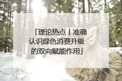 理论热点丨准确认识绿色消费升级的双向赋能作用