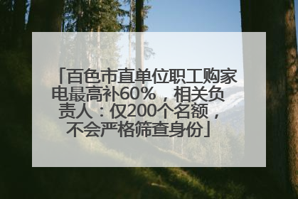 百色市直单位职工购家电最高补60％，相关负责人：仅200个名额，不会严格筛查身份