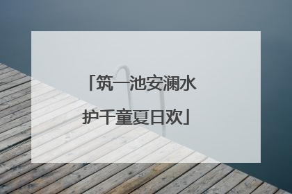 筑一池安澜水 护千童夏日欢