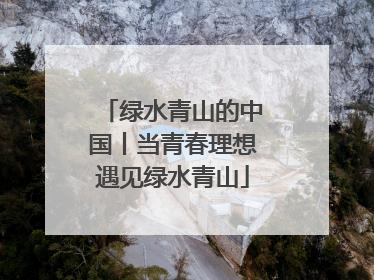 绿水青山的中国丨当青春理想遇见绿水青山