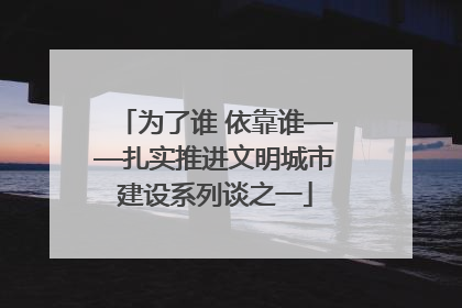 为了谁 依靠谁——扎实推进文明城市建设系列谈之一