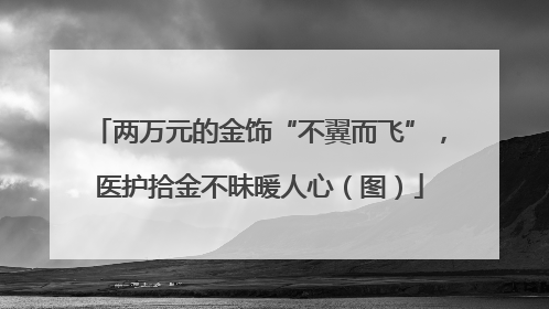 两万元的金饰“不翼而飞”，医护拾金不昧暖人心（图）