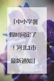 中小学暑假时间定了！河北1市最新通知