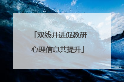 双线并进促教研 心理信息共提升