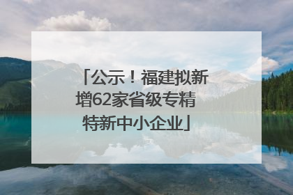 公示！福建拟新增62家省级专精特新中小企业
