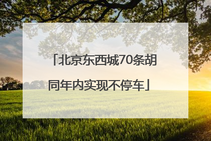 北京东西城70条胡同年内实现不停车