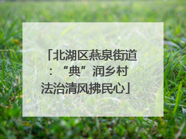 北湖区燕泉街道：“典”润乡村 法治清风拂民心