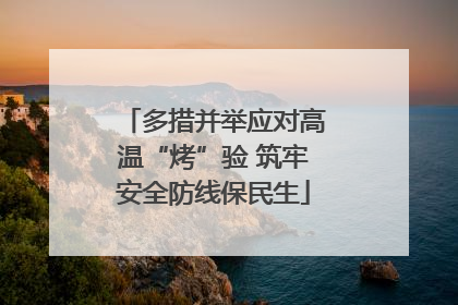 多措并举应对高温“烤”验 筑牢安全防线保民生