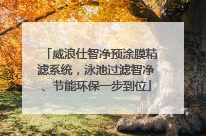 威浪仕智净预涂膜精滤系统，泳池过滤智净、节能环保一步到位