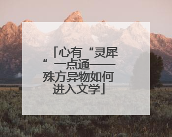 心有“灵犀”一点通——殊方异物如何进入文学