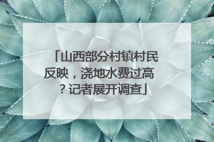 山西部分村镇村民反映，浇地水费过高？记者展开调查