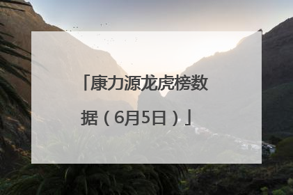 康力源龙虎榜数据（6月5日）
