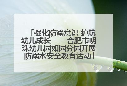 强化防溺意识 护航幼儿成长——合肥市明珠幼儿园如园分园开展防溺水安全教育活动