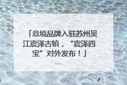 意境品牌入驻苏州吴江震泽古镇，“震泽四宝”对外发布！