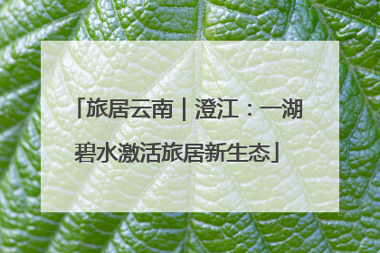 旅居云南｜澄江：一湖碧水激活旅居新生态