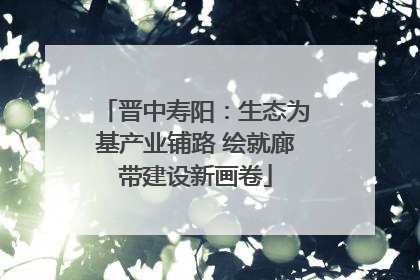 晋中寿阳：生态为基产业铺路 绘就廊带建设新画卷