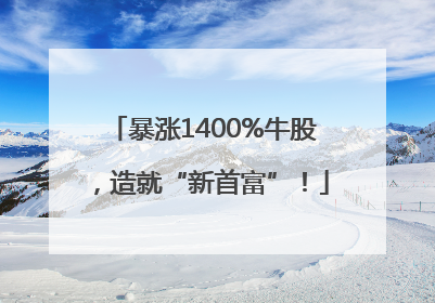 暴涨1400%牛股，造就“新首富”！