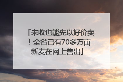 未收也能先以好价卖！全省已有70多万亩新麦在网上售出