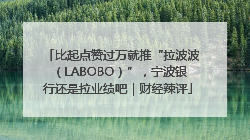 比起点赞过万就推“拉波波（LABOBO）”，宁波银行还是拉业绩吧｜财经辣评