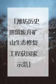 潍坊历史遗留废弃矿山生态修复工程获国家示范