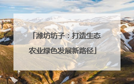 潍坊坊子：打造生态农业绿色发展新路径