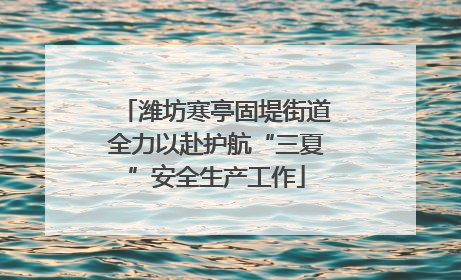 潍坊寒亭固堤街道全力以赴护航“三夏”安全生产工作