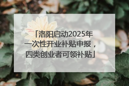 洛阳启动2025年一次性开业补贴申报，四类创业者可领补贴