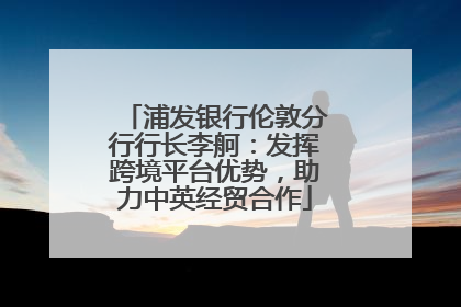 浦发银行伦敦分行行长李舸：发挥跨境平台优势，助力中英经贸合作