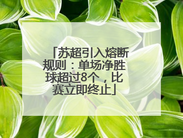 苏超引入熔断规则：单场净胜球超过8个，比赛立即终止