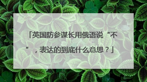英国防参谋长用俄语说“不”，表达的到底什么意思？