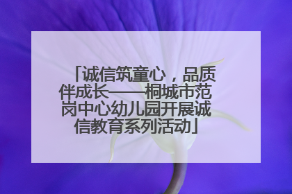 诚信筑童心，品质伴成长——桐城市范岗中心幼儿园开展诚信教育系列活动