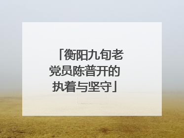 衡阳九旬老党员陈普开的执着与坚守