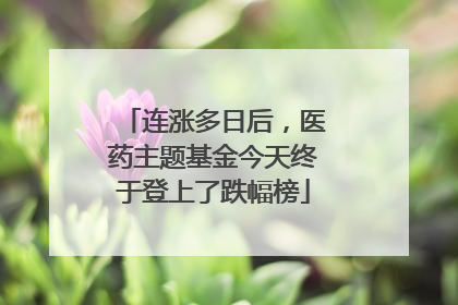 连涨多日后，医药主题基金今天终于登上了跌幅榜