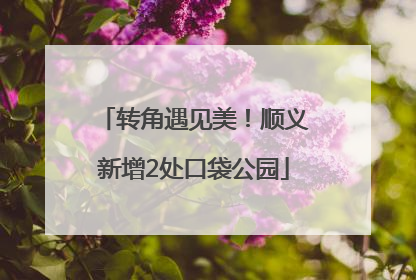 转角遇见美！顺义新增2处口袋公园