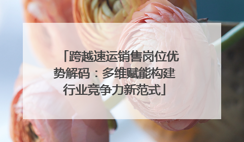 跨越速运销售岗位优势解码：多维赋能构建行业竞争力新范式