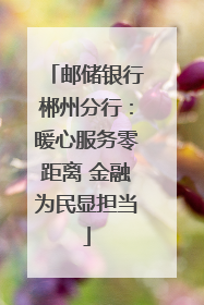 邮储银行郴州分行：暖心服务零距离 金融为民显担当
