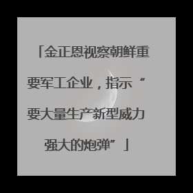 金正恩视察朝鲜重要军工企业，指示“要大量生产新型威力强大的炮弹”