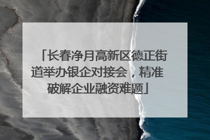 长春净月高新区德正街道举办银企对接会，精准破解企业融资难题