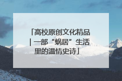 高校原创文化精品｜一部“蜗居”生活里的温情史诗