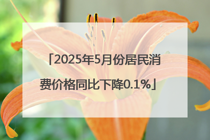 2025年5月份居民消费价格同比下降0.1%