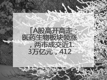 A股高开高走：医药生物板块领涨，两市成交近1.3万亿元，4120股收涨